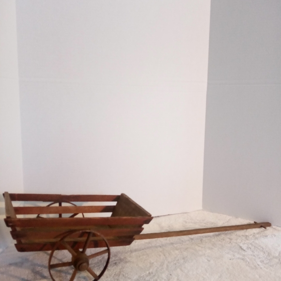 Antique Primitive Pull Toy Childs Wagon Pine Wood Rustic Display Cart Original - Picture 5 of 10